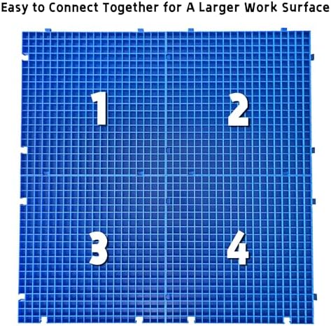 Stained Glass Cutting Mat，12" x 12" Solid Bottom Grid Mat Glass Cutting Tools, Blue, 4 Pack