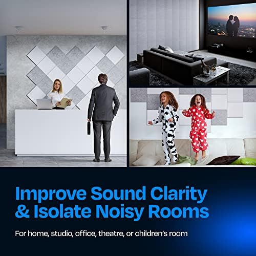 Acoustic Panels 12-Pack Soundproof Wall Panels 12"X12"X0.4" Sound Panels High Density Sound Dampening Panels - [White Square]