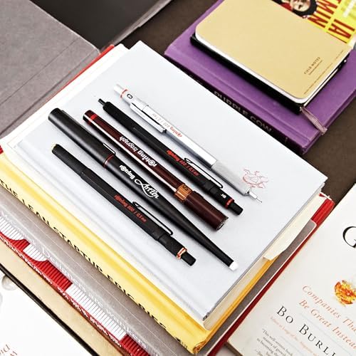 rOtring 600 Ballpoint Pen, Medium Point, Black Ink, Blue Barrel, Refillable - Smooth Writing, Non-Slip Grip