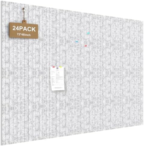 JBER Large Cork Board Alternative 72" x 48" - 24 Pack Self-Adhesive Felt Bulletin Board Tiles, Pin Board Vision Board for Walls, Office & Home Decor(Silver Gray)