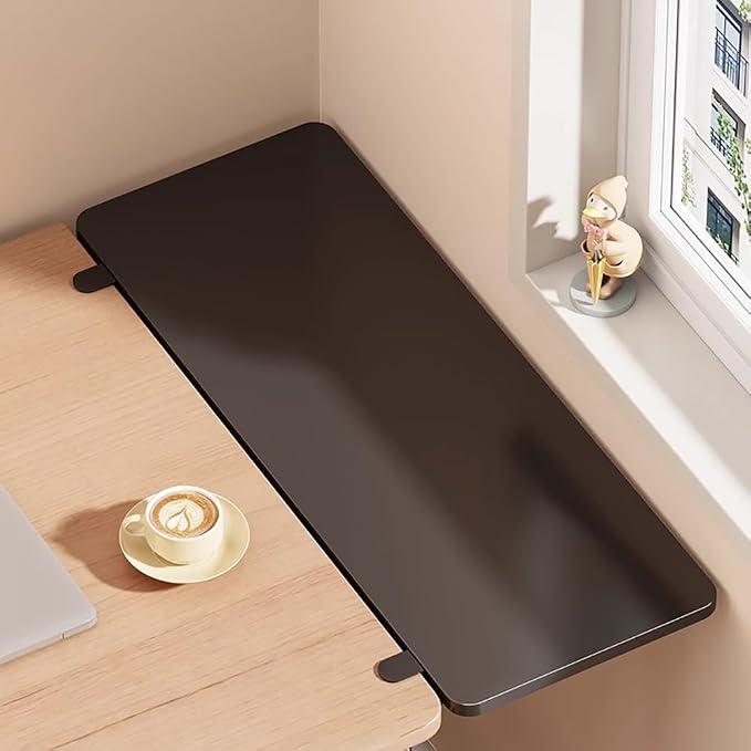 Desk Extender Tray, Punch-Free Clamp on 90° Foldable Keyboard Drawer Tray, Table Mount Armrest Shelf, Computer Elbow Arm Support (Wood Color, 23.6"*9.8"*0.5"/60cm*25cm*1.2cm)