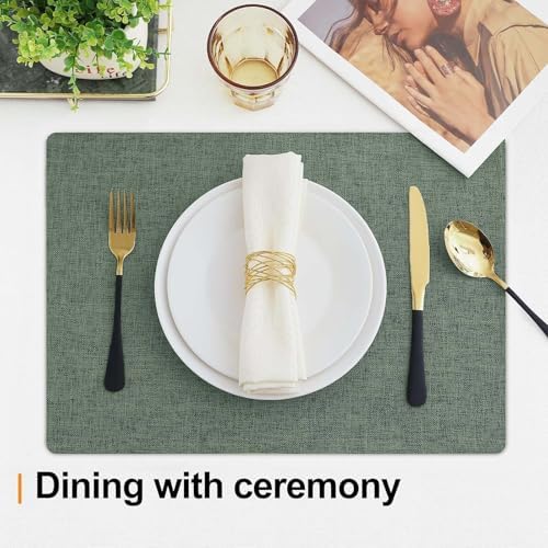 Homaxy Cloths Placemats for Dining Table Set of 4, 13" x 19", Green