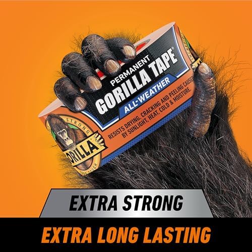 GORILLA All Weather Duct Tape, Black, 1.88 in x 25 yd, 2-Pack