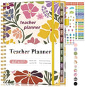 Teacher Planner 2026-2027, July 2026 - June 2027, Academic Weekly & Monthly Calendar Planner with Tabs, 8.5" x 11" A4 Teacher Lesson Plan Book with 7 Periods, Daily Agenda School Organizer for Teacher Student Homeschool Abstract Flowers