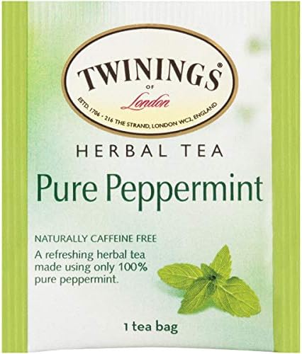 Twinings Pure Peppermint Herbal Tea Individually Wrapped Bags, Fresh Minty Flavour, Naturally Caffeine-Free, Enjoy Hot or Iced, 20 Count (Pack of 3)