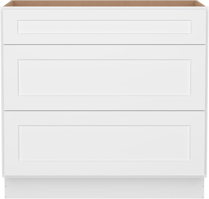 Furinno Shaker Drawer Base Kitchen Cabinet with 3-Drawers, Ready to Assemble, 24 D x 36 W x 34.5 H, White