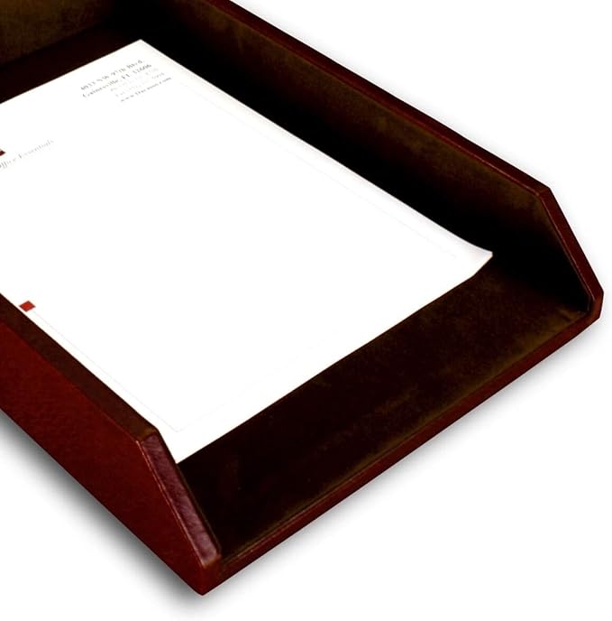 Dacasso Chocolate Brown Leather Letter Tray, Legal Size