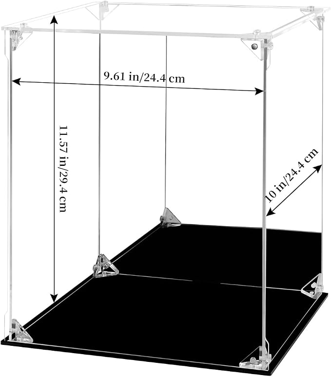 Display Case for Collectibles Assemble Clear Acrylic Box Alternative Glass Case for Display Action Figures Home Storage Organizing Toys (Internal dim 9.5X9.5X11 inch)