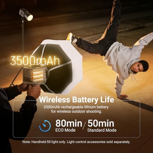 NEEWER 60W Mini LED Video Light with 50Wh Battery/100W PD Fast Charging, APP/2.4G Control/NFC, Bi Color Dimmable COB Studio Continuous Output Lighting 44,800 lux/1m 2700-6500K CRI97+ 12 Scenes, HB60B