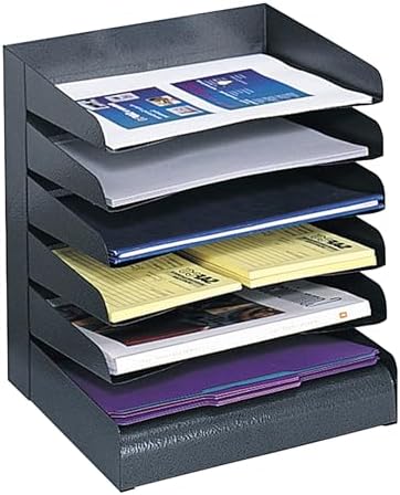 Safco Desk Organizer, 6 Shelves, Office and Classroom Mailbox, Mail Sorter, Commercial Grade Steel, Black