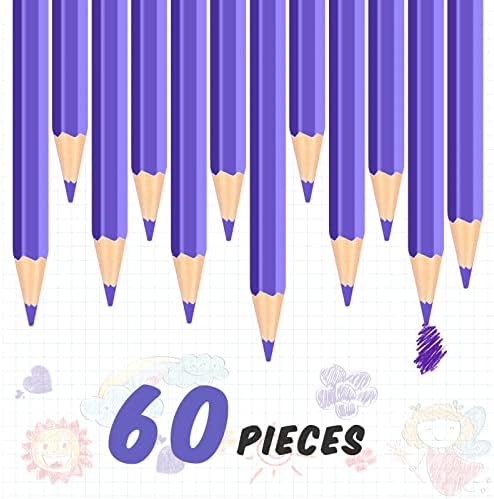 Tatuo 60 Pcs Pencils Pre Sharpened Checking Pencils with Eraser Erasable Colored Pen for Map Coloring Tests Sketch School Office Editing Kids Adults Favors Grading(Purple)