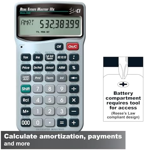 Calculated Industries 3405 Real Estate Master IIIx Residential Real Estate Finance Calculator | Clearly-Labeled Function Keys | Simplest Operation | Solves Payments, Amortizations, ARMs, Combos, More