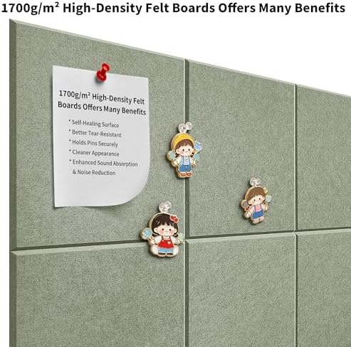 1/2'' Thick Felt Bulletin Cork Board Tiles for Walls Self Adhesive