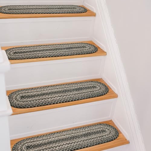 Homespice Flint Hill Jute Braided Stair Treads, Oval 8x28 Set of 13
