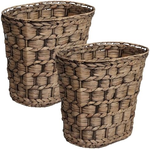 happimess Miles 4.5 Gal Oval Wicker Wastebasket, Brown, Set of 2