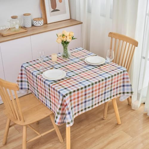 LIBERECOO Heavy Duty Vinyl Tablecloth with Flannel Backing Waterproof Oil-Proof Plastic Table Cloth Stain-Resistant Wipeable Rectangle or Square Table Cover for Indoor and Outdoor 54 x 54 Inch