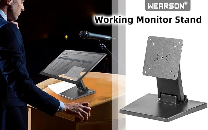 Adjustable LCD TV Stand Folding Metal Monitor Desk Stand with VESA Hole 75x75mm&100x100mm (WS-03A2)