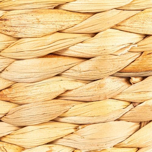 Household Essentials Woven Wastebin with Scalloped Edge, Natural