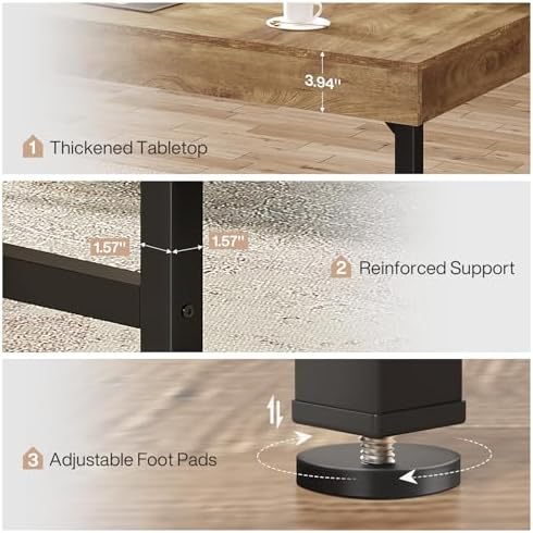 Tribesigns 55" Industrial Executive Desk for Home Office, Rustic Simple Computer Laptop Desk with Strong Metal Legs, Study Writing Table Business Workstation, Small Conference Table