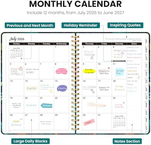 ZOTIA Planner 2026-2027 Jul 2026-Jun 2027 Academic Monthly & Weekly Planner