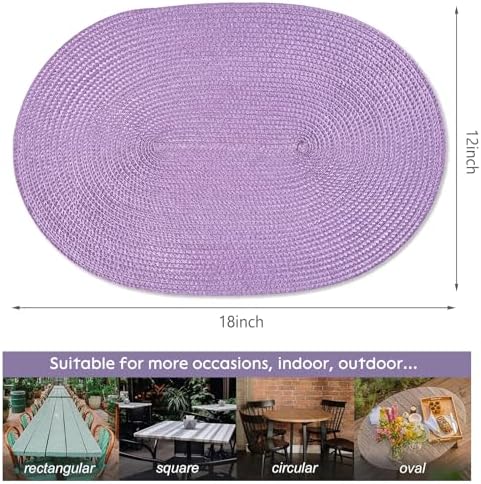 AHHFSMEI Placemats Set of 4 for Dining Table Washable Woven Non-Slip 18x12 inches Placemat Heat-Resistant Durable Table Mats for Dining Table Easy to Clean(Lavender Purple 4)