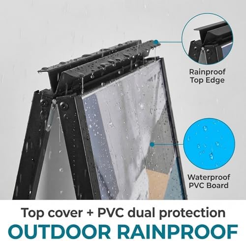 A Frame Sidewalk Sign 24x36 inches Sandwich Board Signs Outdoor Heavy Duty Double-Sided,including 4 Corrugated Boards & 4 Anti-Glare Covers for Business Indoor Outdoor (2 PACK)