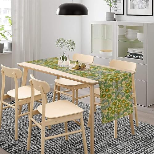 William Morris Original Design Green Table Runner Vintage Floral Table Runner for Dining Table Decor 13 x 36 Inch