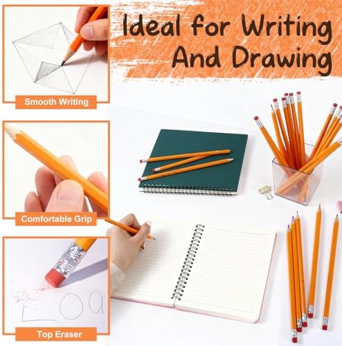 320 Pack #2 HB Pencils Bulk, Yellow Pencils with Erasers