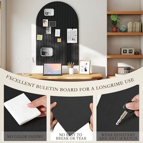 JBER Large Arched Felt Bulletin Board 36" x 24", 6 Pack, Black