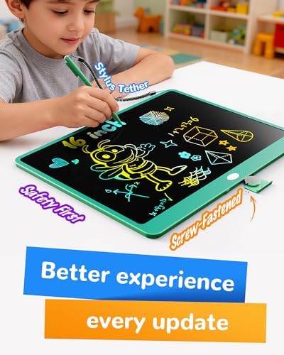 KOKODI LCD Writing Tablet, 16 Inch Colorful Toddler Doodle Board Drawing Tablet, Erasable Reusable Electronic Drawing Pads, Educational and Learning Toy for 3-6 Years Old Boy and Girls(Green)