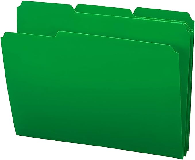 Smead Poly File Folder, 1/3-Cut Tab, Letter Size, Green, 24 per Box (10502)