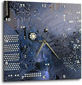 3dRose DPP_161560_1 Blue Computer Chip Macro Photography Microchip Motherboard Electronics Circuits Tech Geek Nerd Wall Clock, 10 by 10"