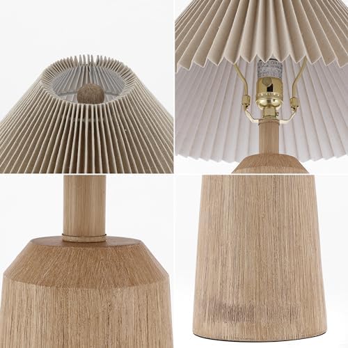 JONATHAN Y Arvid Table Lamp 20.5" Resin Metal Bedside, Beige Wood Finish