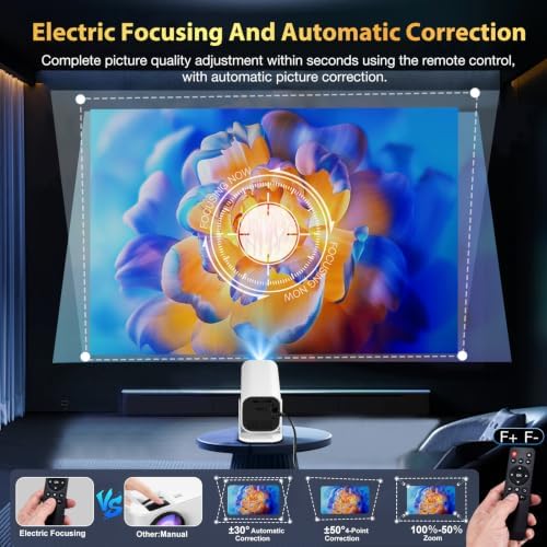 Mini Projector with Wifi and Bluetooth, Built-in Apps,Movie Projector