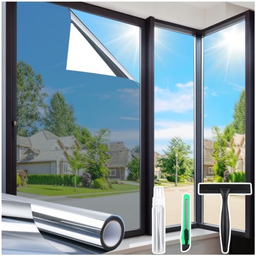 Homein Window Tint for Home with Tools, One Way Window Film, Silver