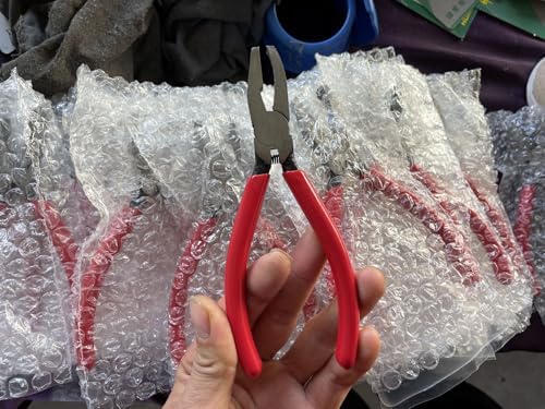 Professional Glass Breaking and Trimming Pliers, 6-Inch Stained Glass Grozer Tool with Red PVC Handle, Serrated Carbide Jaws for Glass, Tiles, Mosaic, Mirrors, Bottles