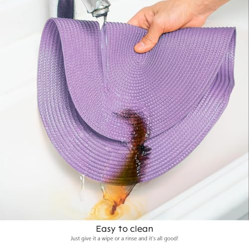 AHHFSMEI Placemats Set of 4 for Dining Table Washable Woven Non-Slip 18x12 inches Placemat Heat-Resistant Durable Table Mats for Dining Table Easy to Clean(Lavender Purple 4)
