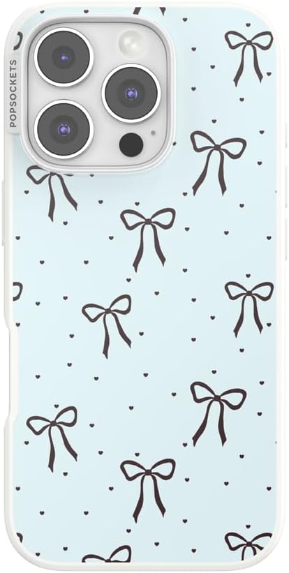 PopSockets iPhone 16 Pro Phone Case with MagSafe- Tiny Bows | Magnetic, Wireless Charging, Camera & Drop Protection, Bow, Phone, Women