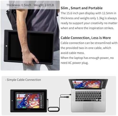 GAOMON PD156Pro Drawing Tablet with Screen, Dial+10Keys, Full-Laminated