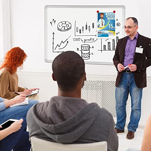 DEVELOP Magnetic Large Dry Erase White Board, 60 x 36 Inches / 5’ x 3’ Wall-Mounted Whiteboard for Office Classroom Home, Includes 4 Markers, 4 Magnets, Ruler & Erase