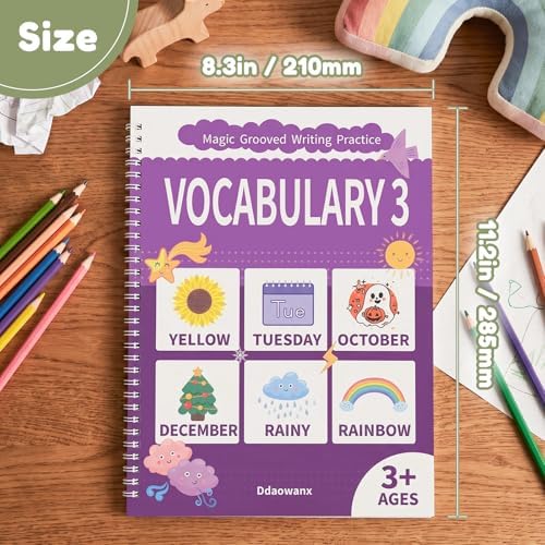 Ddaowanx Magic Grooved Writing Practice for Kids Ages 3-8,Kindergarten Book