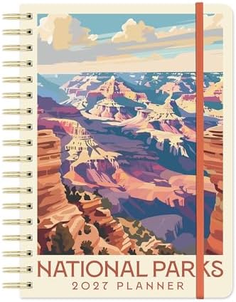 Orange Circle Studio 2027 Planner, National Parks Tri-Tab Weekly & Monthly Planner, 9.6" x 7", Spiral Bound Organizer with Note Pages, Pocket Dividers & Elastic Closure Design for Home Office Planning
