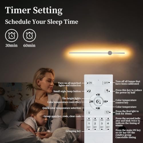KELUOLY Modern Chrome Plug in Wall Sconce with Remote, Dimmable 31.5" LED Wall Sconces Set of Two with Memory Function, Adjustable Color Temperature Brightness, Timer, 350° Rotate, Hardwire or Plug-in