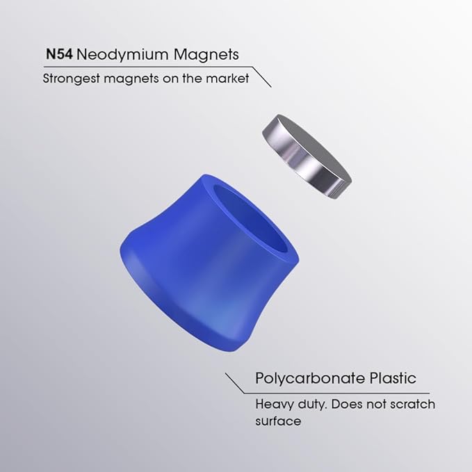Strong Magnets for Whiteboard, Glassboard and Fridge (Blue, 8 Pack, Small). N54 Neodymium Rare Earth Heavy Duty Magnets for Home and Office Supplies.