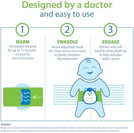 Dr. Brown's Infant Gripebelt Heated Belly Band, Soothe Baby's Tummy with Gentle Warmth and Compression, Hedgehog, 0m+ (Pack of 6)