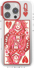PopSockets iPhone 16 Pro Phone Case with MagSafe- Heart Queen | Magnetic, Wireless Charging, Camera & Drop Protection, Heart, Valentines, Red, Textured
