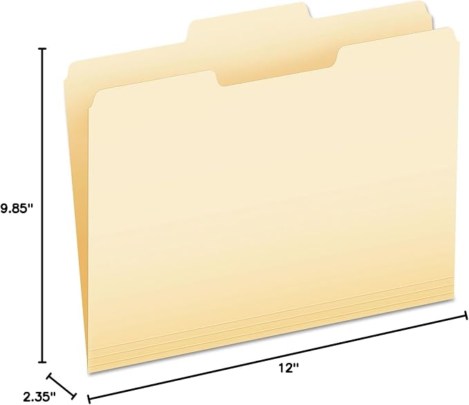 Pendaflex File Folders, Letter Size, Manila, 1/3 Cut, 100/BX (752 1/3-2)