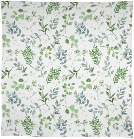Sage Leaves Tablecloth, Watercolor Spring Floral Green Eucalyptus Leaf Print Table Cover for Farmhouse Kitchen Dinning Indoor Outdoor Party Decor 55x55in