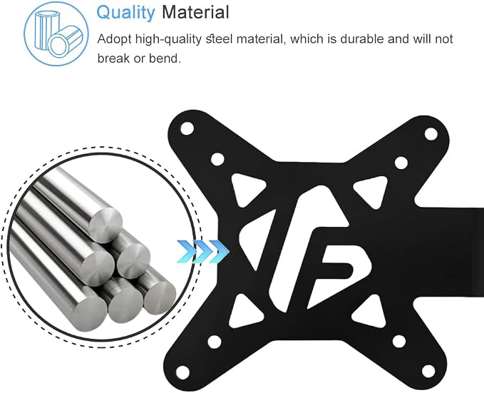IFCASE Universal Back of Monitor, Monitor Arm Extension Metal VESA Mount Adapter Extender Plate for Mini PC CPU Computer Compatible with Intel NUC (Black)