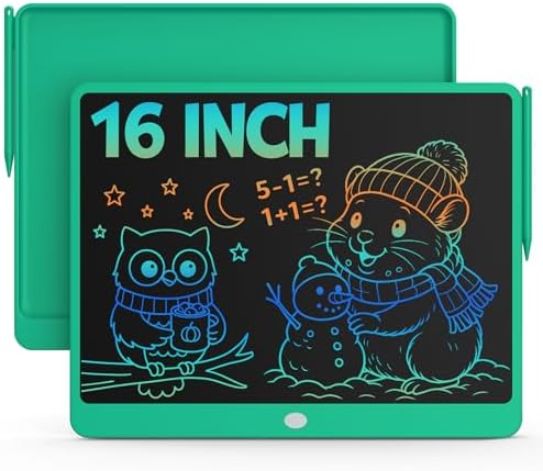 Bravokids 16 Inch LCD Writing Tablet for 3-8 Year Olds - Electronic Drawing Pad and Doodle Board as Educational Birthday Gifts for Girls and Boys (Green)